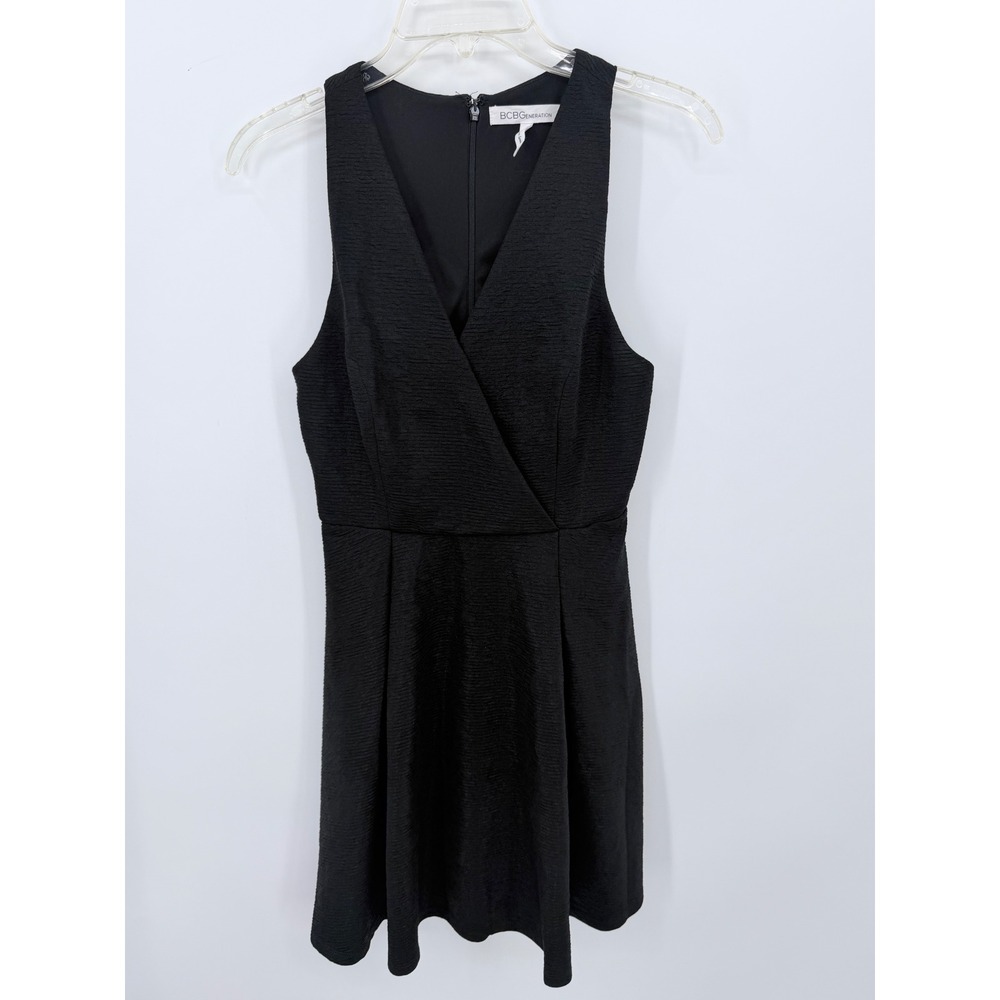 BCBGeneration Dress Womens Size 4 Black V-Neck Sleeveless Fit and Flare Mini